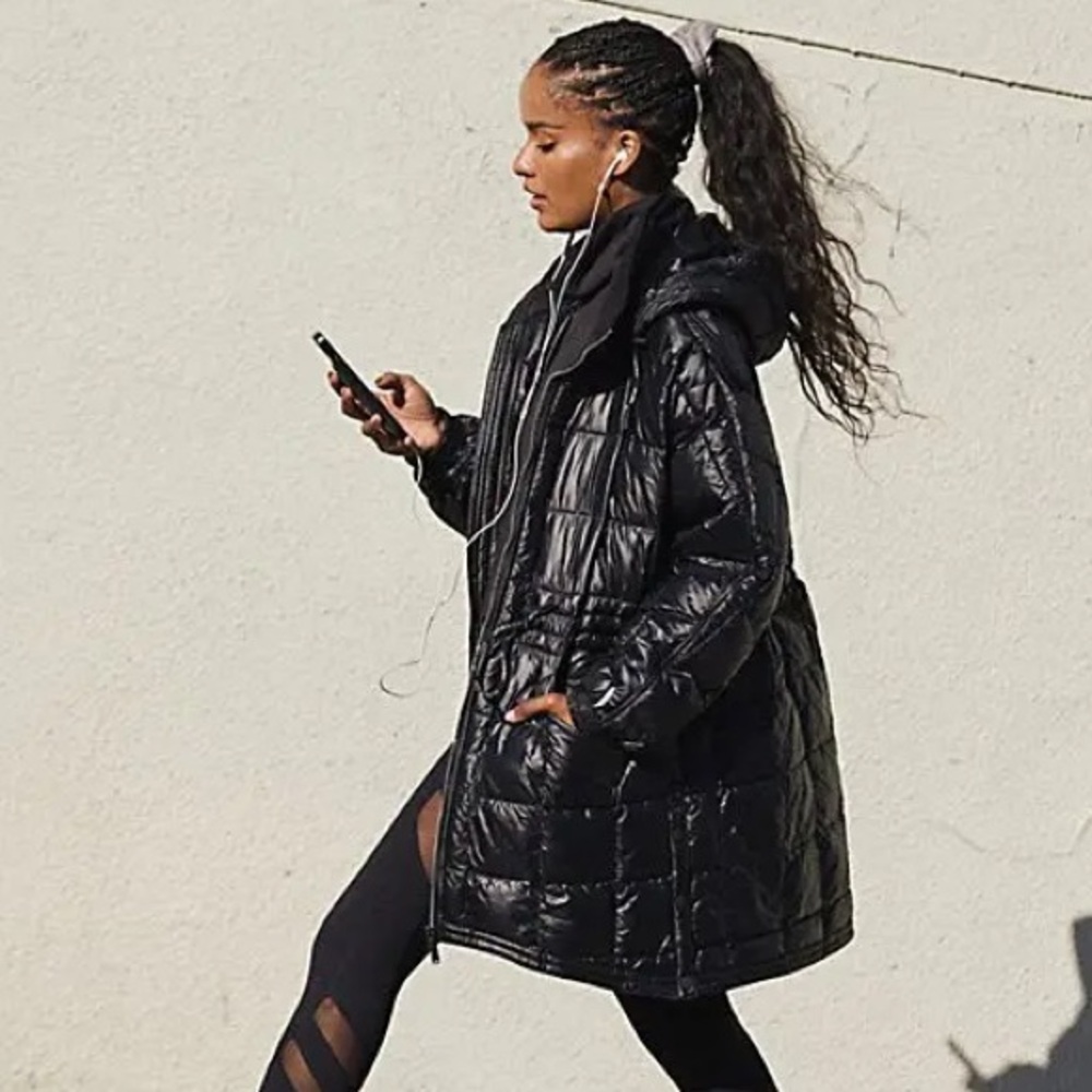 NEW Free People x FP Movement Patricia Packable Puffer Jacket in Shiny Black - Picture 6 of 16